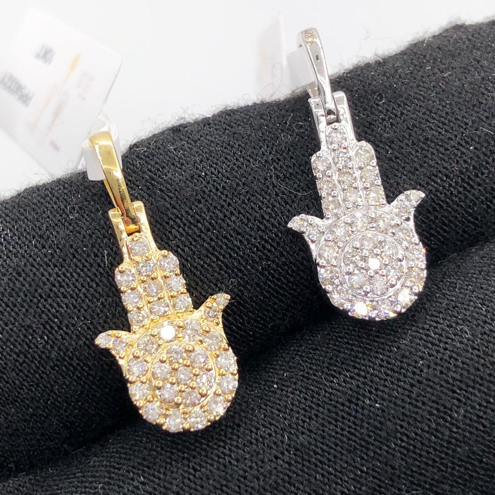 Nano Hamsa .47cttw Diamond Pendant 10K White Or Yellow Gold 10K Yellow Gold HipHopBling
