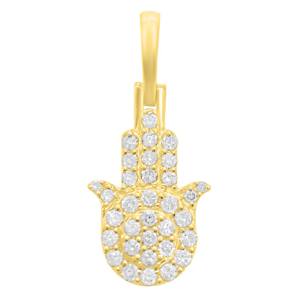 Nano Hamsa .47cttw Diamond Pendant 10K White Or Yellow Gold 10K Yellow Gold HipHopBling
