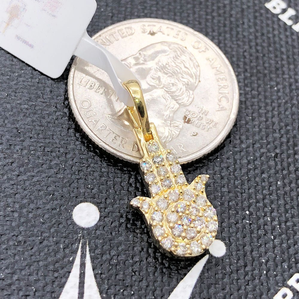 Nano Hamsa .47cttw Diamond Pendant 10K White Or Yellow Gold 10K Yellow Gold HipHopBling