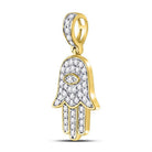 Nano Hamsa Diamond Pendant .25 Carat 10K Yellow Gold HipHopBling