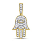 Nano Hamsa Diamond Pendant .25 Carat 10K Yellow Gold HipHopBling