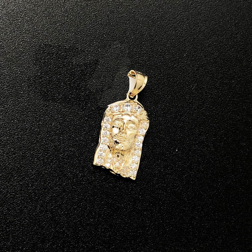 Nano Hip Hop Jesus CZ 10K Yellow Gold Pendant HipHopBling