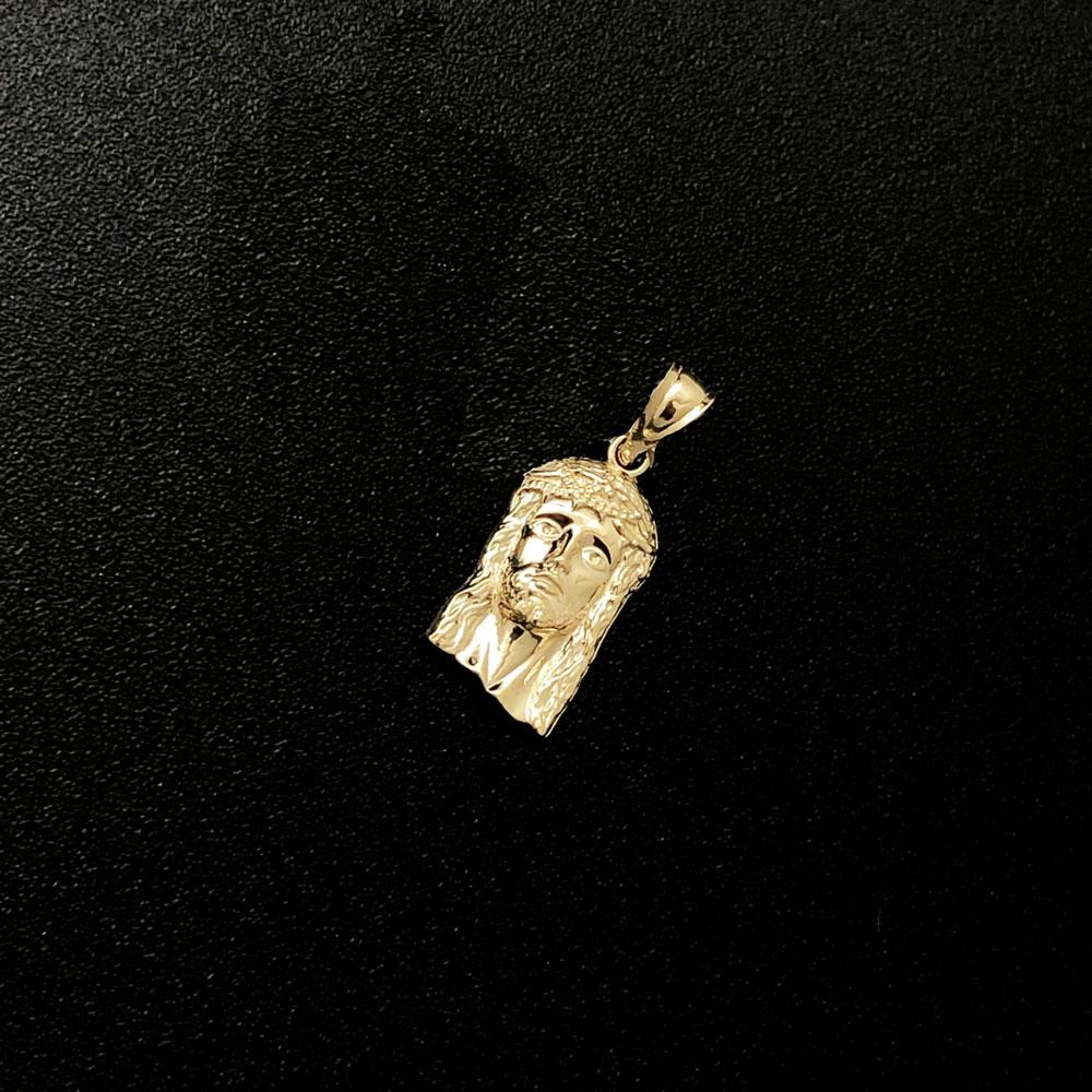 Nano Jesus Face Pendant 10K Yellow Gold Pendant HipHopBling