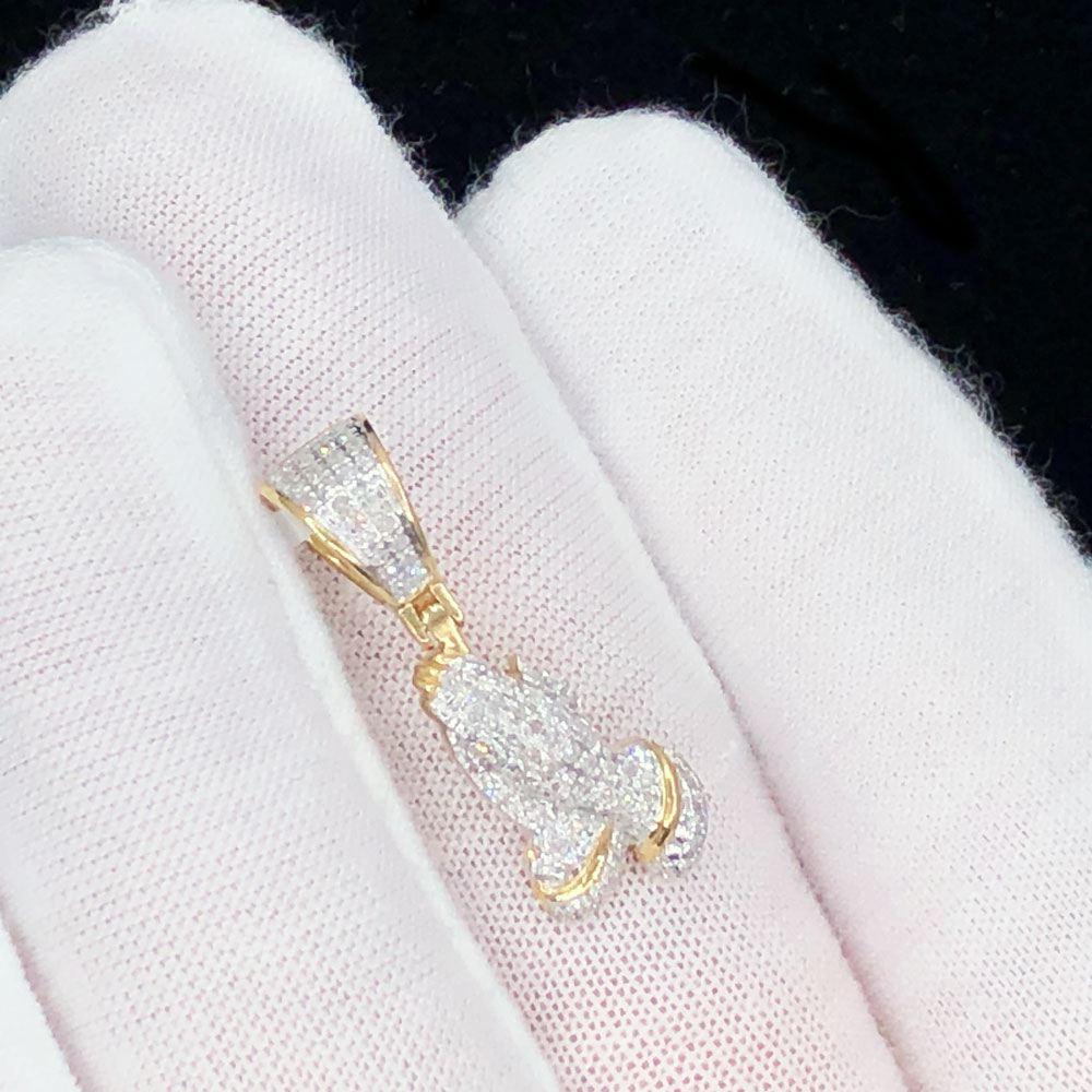 Nano Praying Hands Diamond Pendant .22cttw 10K Yellow Gold HipHopBling