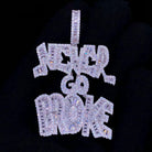 Never Go Broke Baguette VVS CZ Hip Hop Iced Out Pendant White Gold HipHopBling