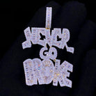 Never Go Broke Baguette VVS CZ Hip Hop Iced Out Pendant Yellow Gold HipHopBling