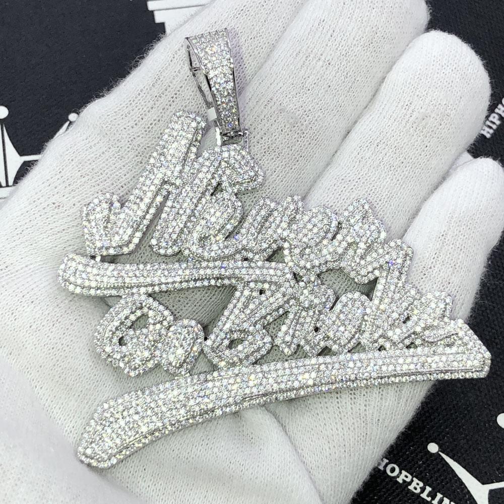 Never Go Broke CZ Hip Hop Bling Iced Out Pendant Yellow Gold HipHopBling