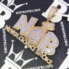 Never Going Broke CZ Hip Hop Bling Bling Pendant Yellow Gold HipHopBling