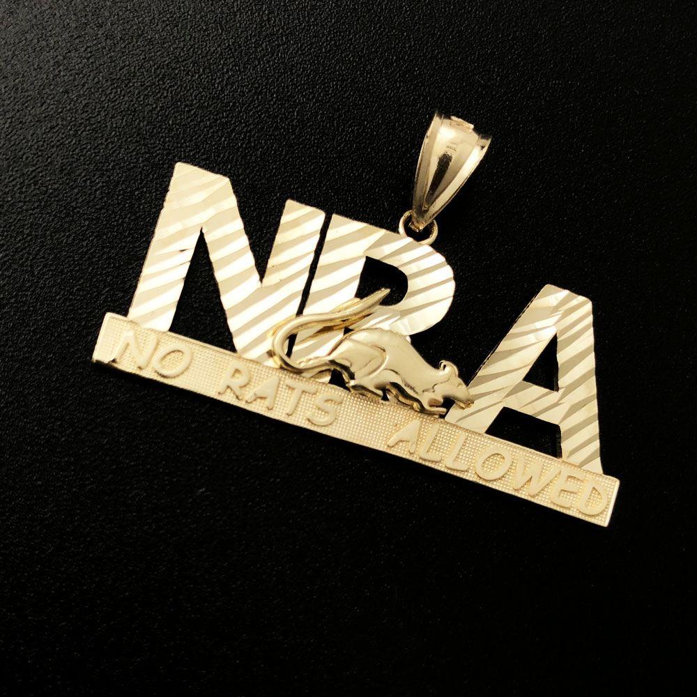 No Rats Allowed 10K Yellow Gold Pendant HipHopBling