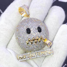 No Snitching Face CZ Hip Hop Bling Bling Pendant Yellow Gold HipHopBling