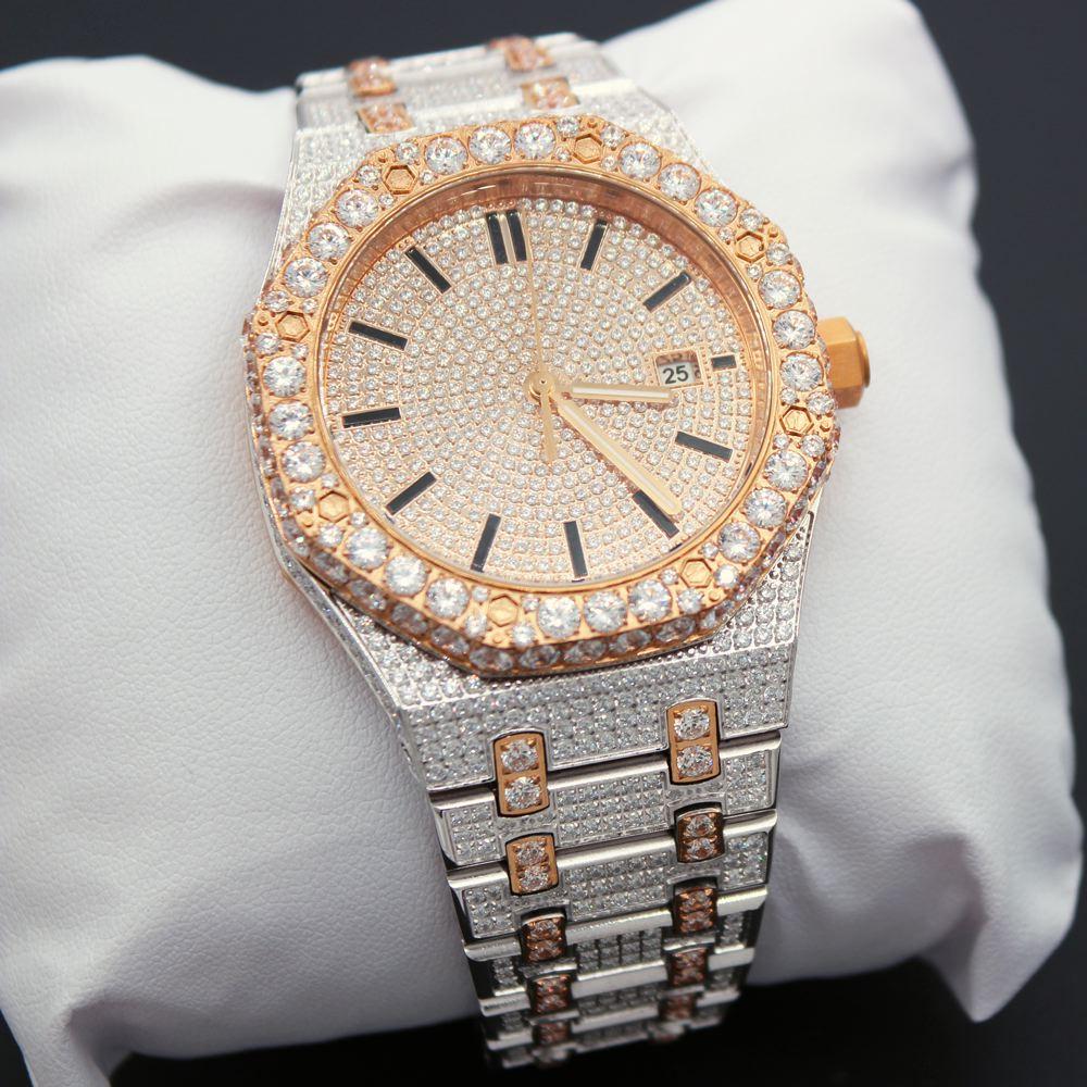 Octagon Full CZ Big Bezel Bling Bling Watch 2 Tone Rose/White Gold HipHopBling