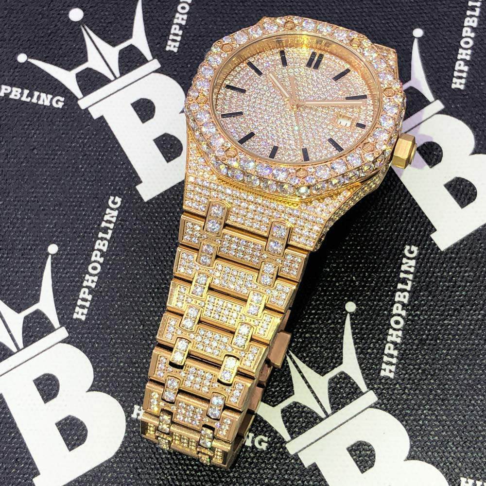 Octagon Full CZ Big Bezel Bling Bling Watch 2 Tone Rose/White Gold HipHopBling