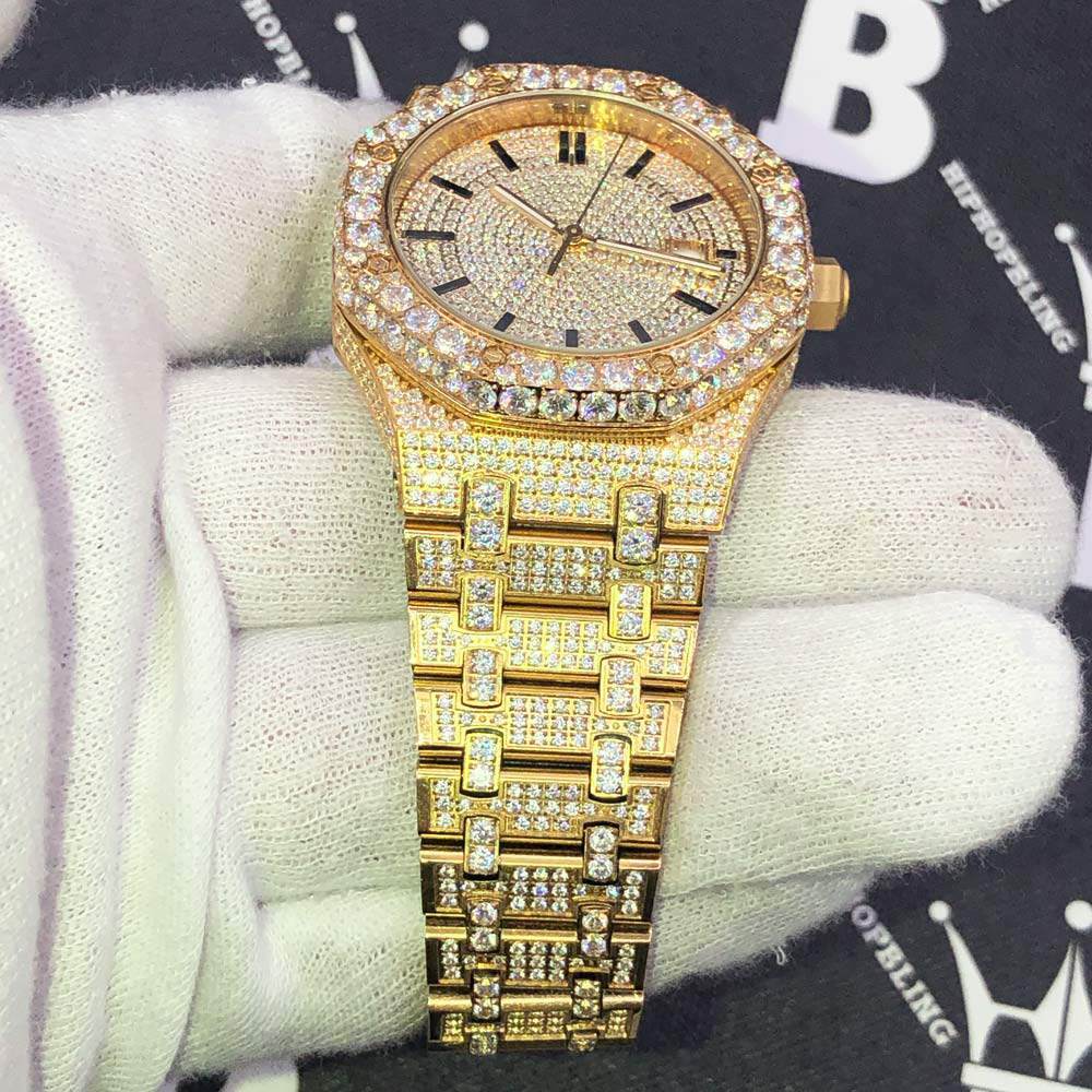 Octagon Full CZ Big Bezel Bling Bling Watch 2 Tone Rose/White Gold HipHopBling