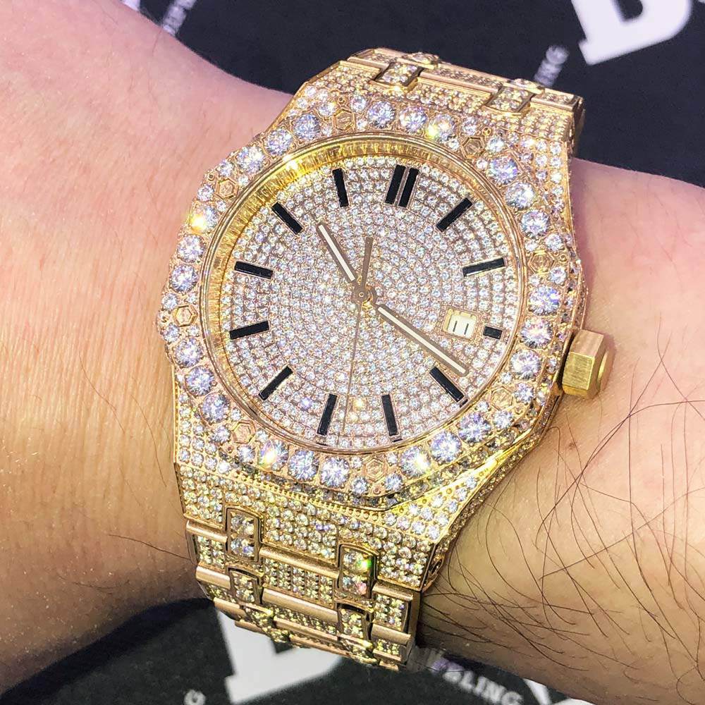 Octagon Full CZ Big Bezel Bling Bling Watch 2 Tone Rose/White Gold HipHopBling