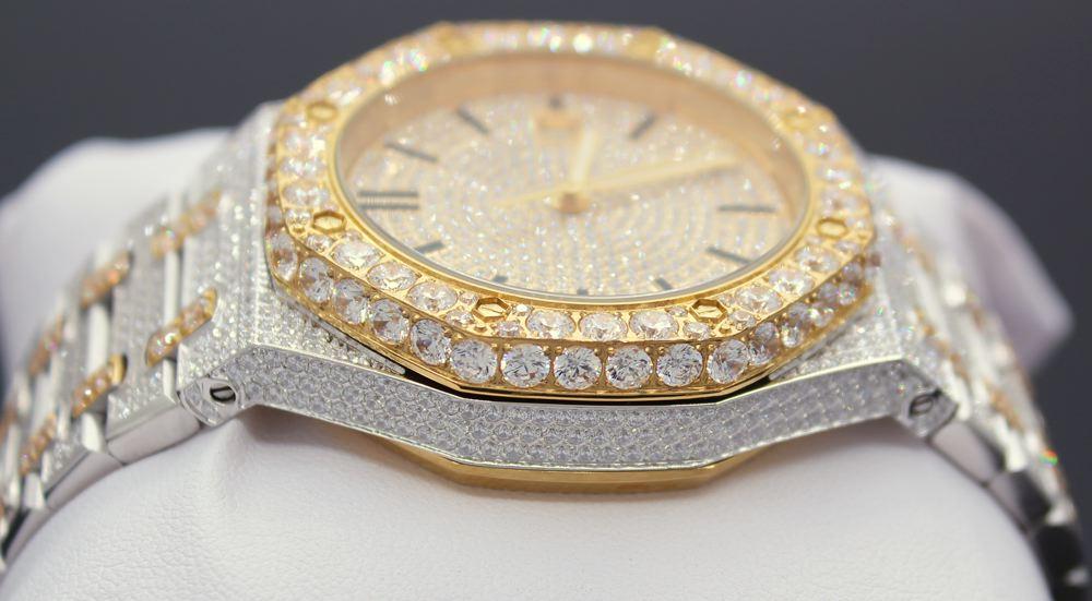 Octagon Full CZ Big Bezel Bling Bling Watch 2 Tone Rose/White Gold HipHopBling