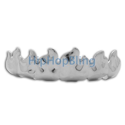 On Fire Custom Platinum Teeth Grillz HipHopBling