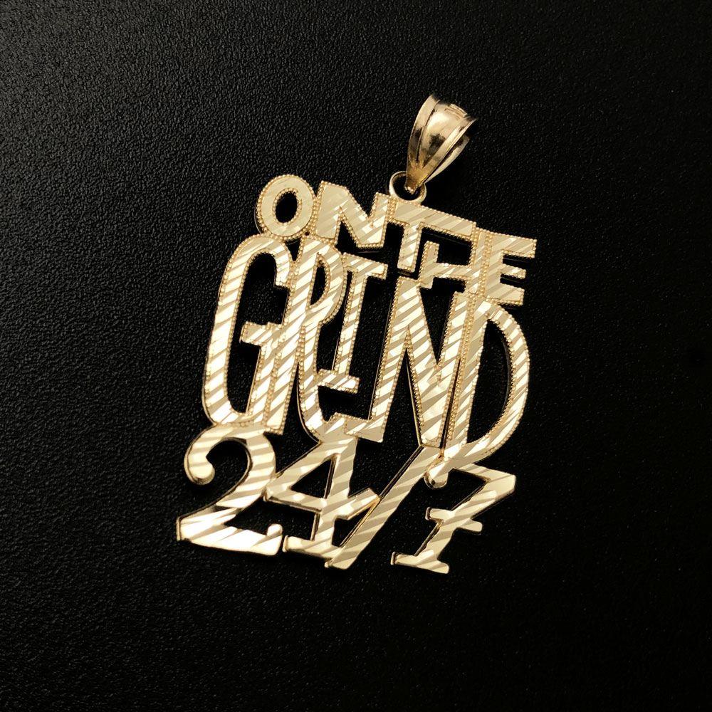 On The Grind 24/7 10K Yellow Gold Pendant HipHopBling