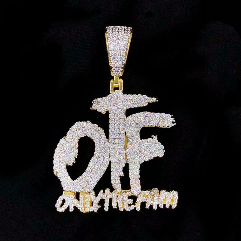 Only The Fam OTF VVS CZ Hip Hop Bling Bling Pendant Yellow Gold HipHopBling