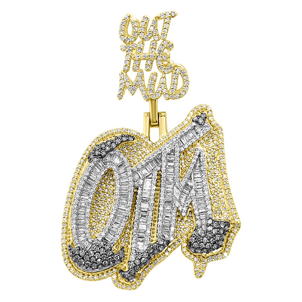 OTM Out The Mud Baguette Diamond Pendant 2.55cttw 10K Yellow Gold HipHopBling
