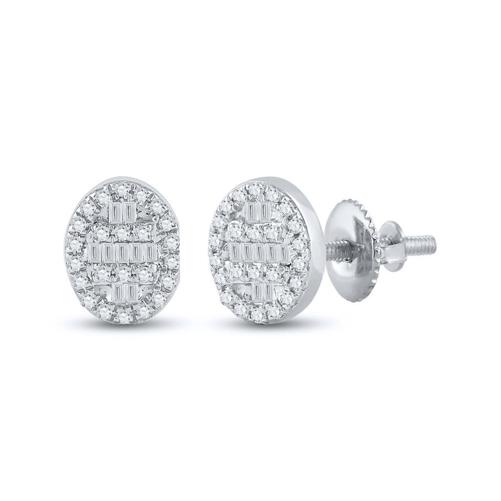 Oval Baguette Diamond Earrings .25cttw 10K Gold 10K White Gold HipHopBling