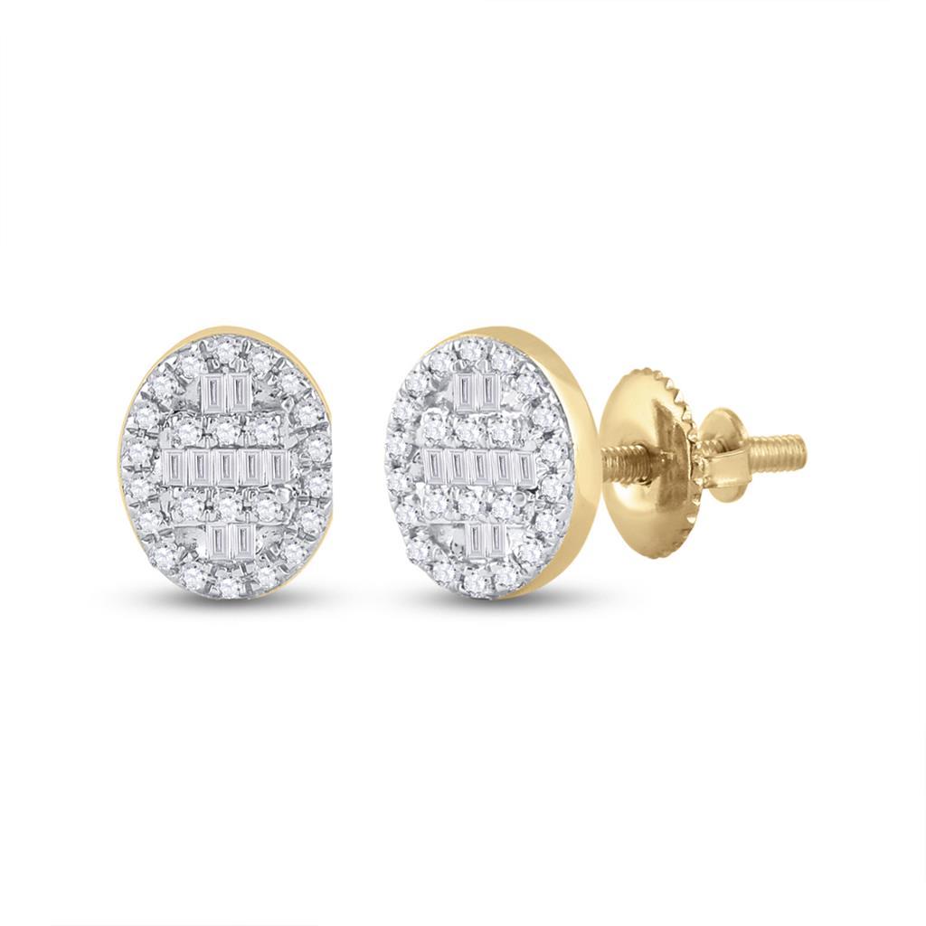 Oval Baguette Diamond Earrings .25cttw 10K Gold 10K Yellow Gold HipHopBling