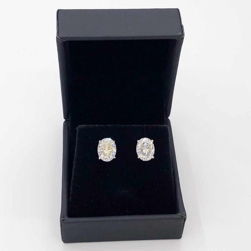 Oval Cut Moissanite VVS D Stud Earrings .925 Sterling Silver White Gold 4x6MM (1.00 Carats) HipHopBling