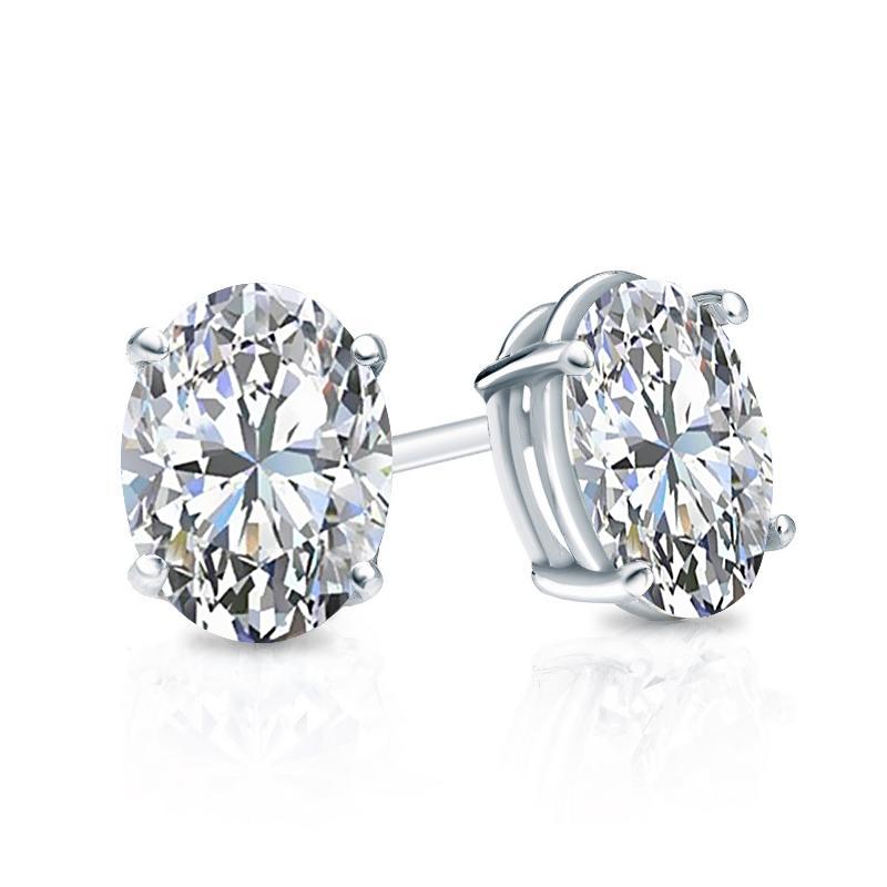 Oval Cut Moissanite VVS D Stud Earrings .925 Sterling Silver White Gold 4x6MM (1.00 Carats) HipHopBling