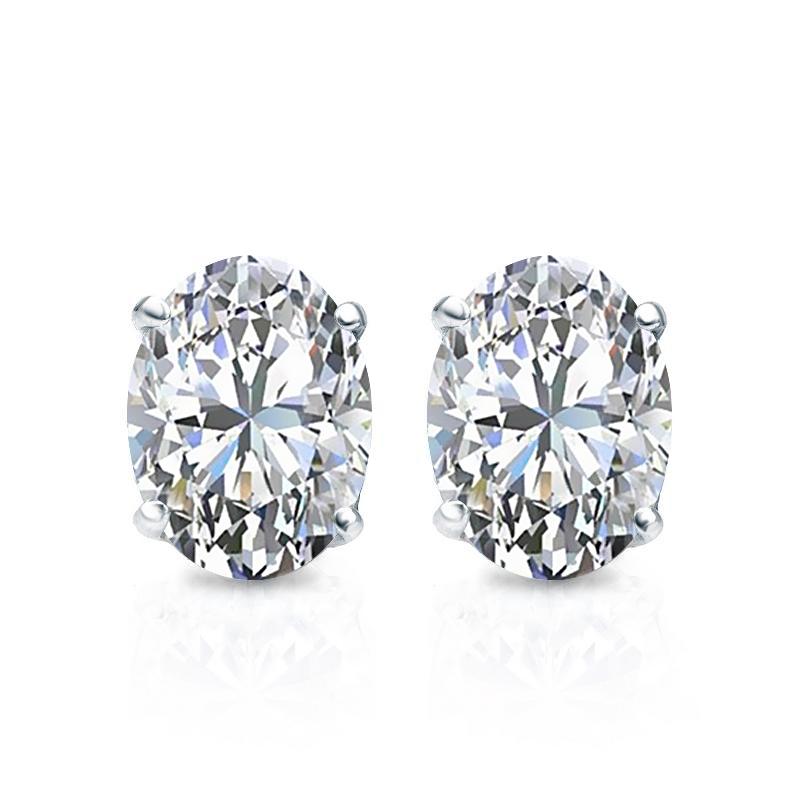 Oval Cut Moissanite VVS D Stud Earrings .925 Sterling Silver White Gold 4x6MM (1.00 Carats) HipHopBling