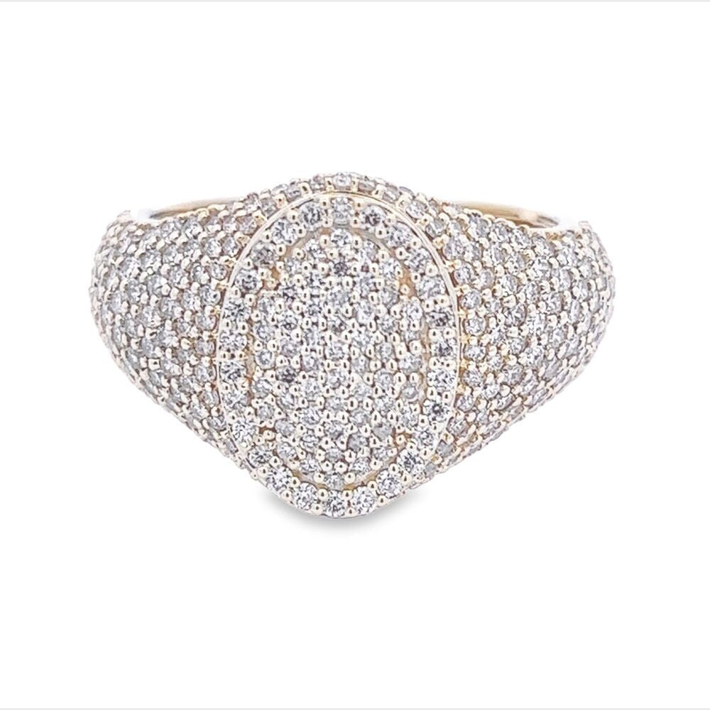 Oval Pave Diamond Ring 2.32cttw 10K Gold 10K Yellow Gold HipHopBling