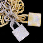 Oval Rolo Link Chain With Padlock Bling Bling Yellow Gold 20" HipHopBling