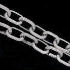 Oval Rolo Link CZ Hip Hop Bling Bling Chain White Gold 18" HipHopBling