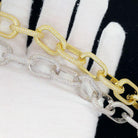 Oval Rolo Link CZ Hip Hop Bling Bling Chain Yellow Gold 18" HipHopBling