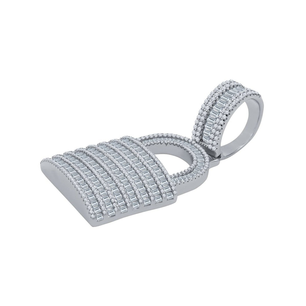 Pad Lock Baguette CZ Iced Out Pendant .925 Sterling Silver Yellow Gold HipHopBling
