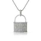Pad Lock Micro Pave CZ Rhodium Pendant Pendant Only HipHopBling