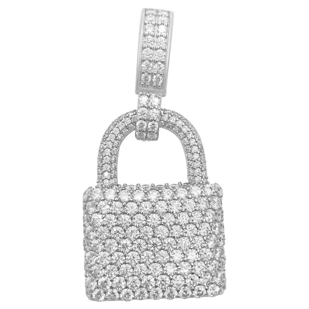 Padlock 4.00 Carat VVS Moissanite Pendant .925 Sterling Silver HipHopBling
