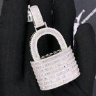 Padlock Baguette VVS CZ Hip Hop Bling Pendant White Gold HipHopBling