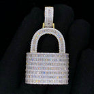 Padlock Baguette VVS CZ Hip Hop Bling Pendant Yellow Gold HipHopBling