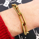 Paperclip Link Bracelet in Stainless Steel White Gold 7" HipHopBling