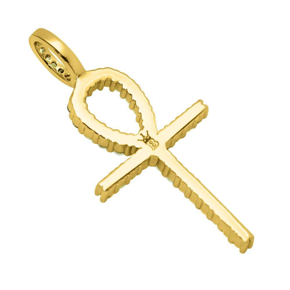 Pave Ankh Cross Hip Hop Bling Bling Pendant Yellow Gold HipHopBling