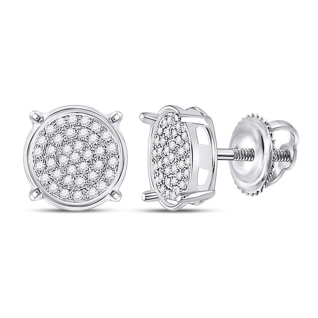 Pave Circle Diamond Earrings .12cttw 10K Gold 10K White Gold HipHopBling
