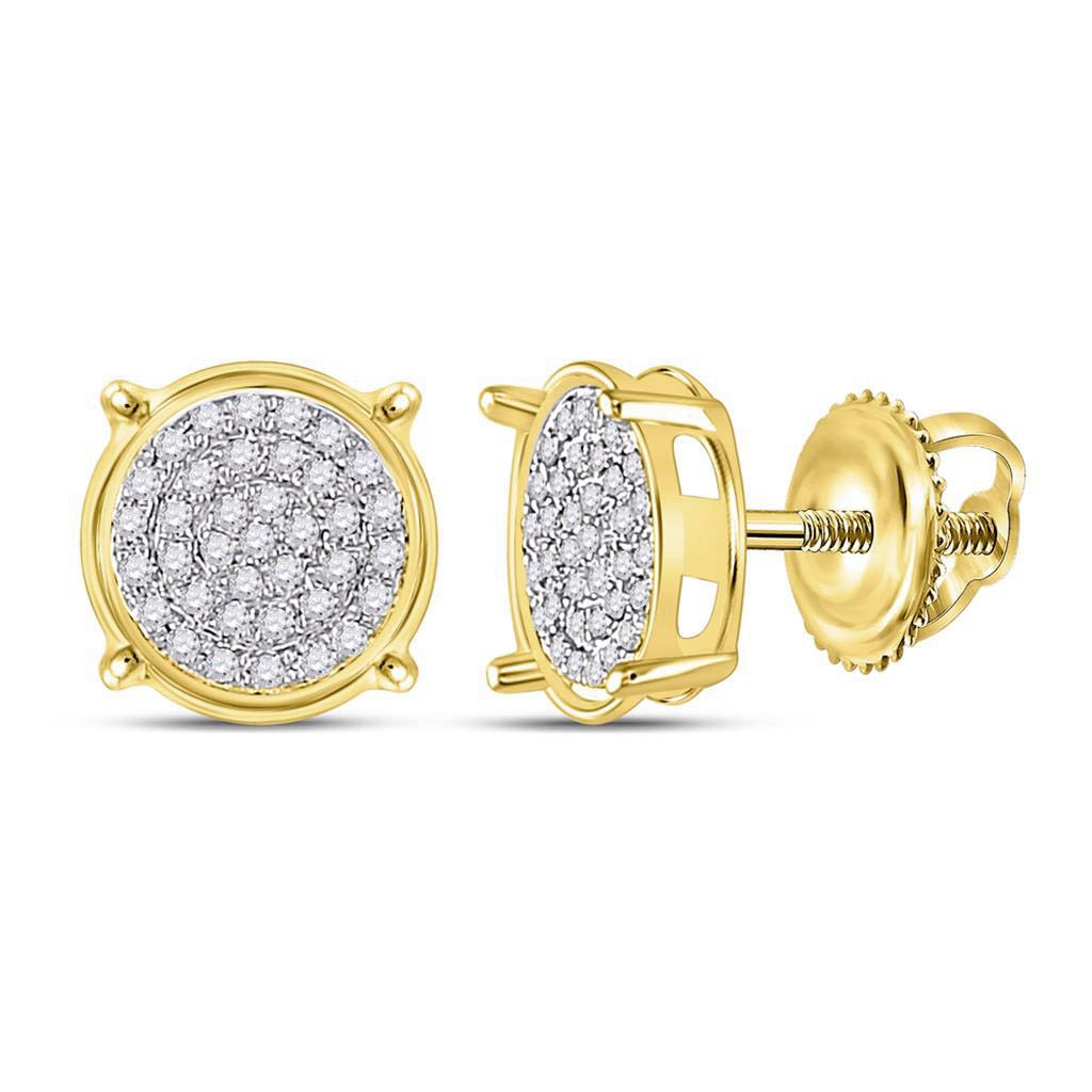 Pave Circle Diamond Earrings .12cttw 10K Gold 10K Yellow Gold HipHopBling