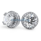 Pave Ice Border Gold CZ Solitaire Bling Bling Earrings WHITE GOLD HipHopBling
