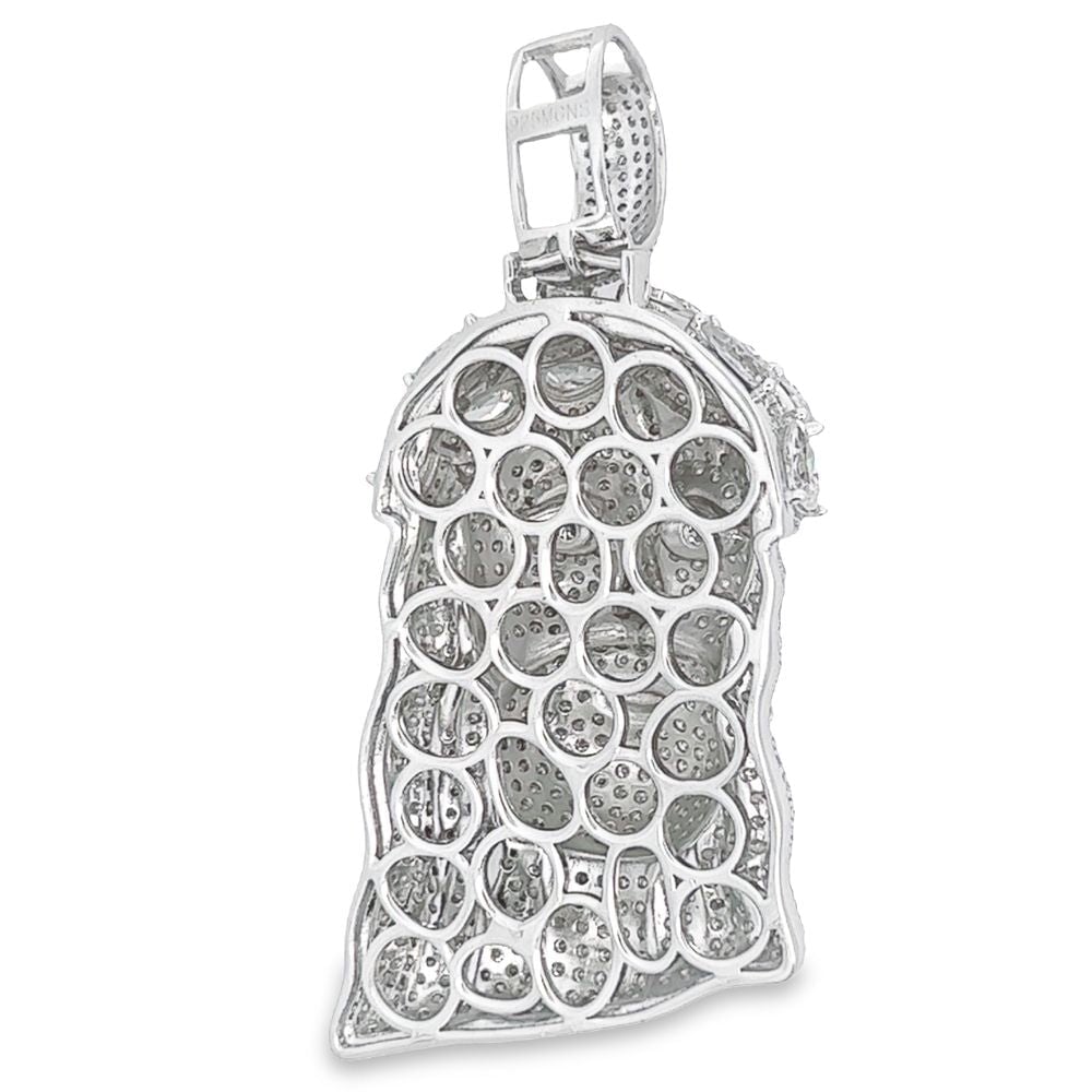 Pave Jesus VVS Moissanite Pendant 13.64cttw .925 Sterling Silver HipHopBling