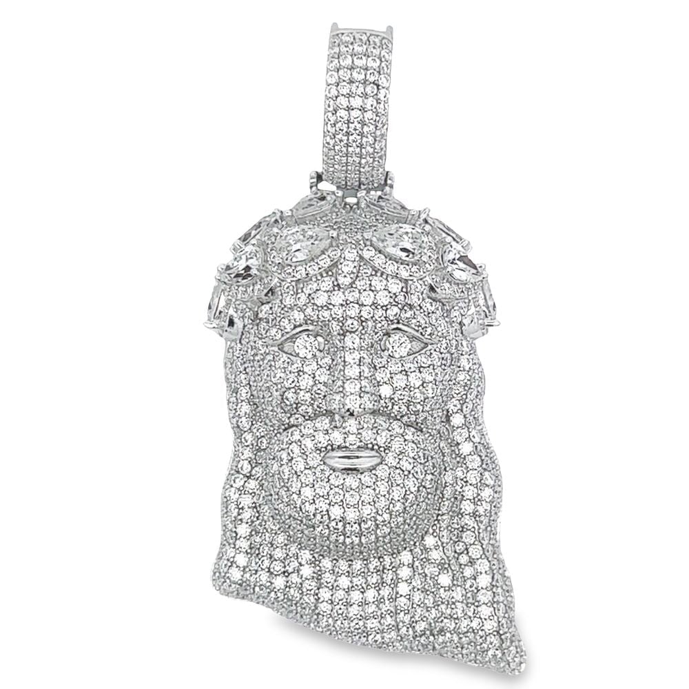 Pave Jesus VVS Moissanite Pendant 13.64cttw .925 Sterling Silver HipHopBling