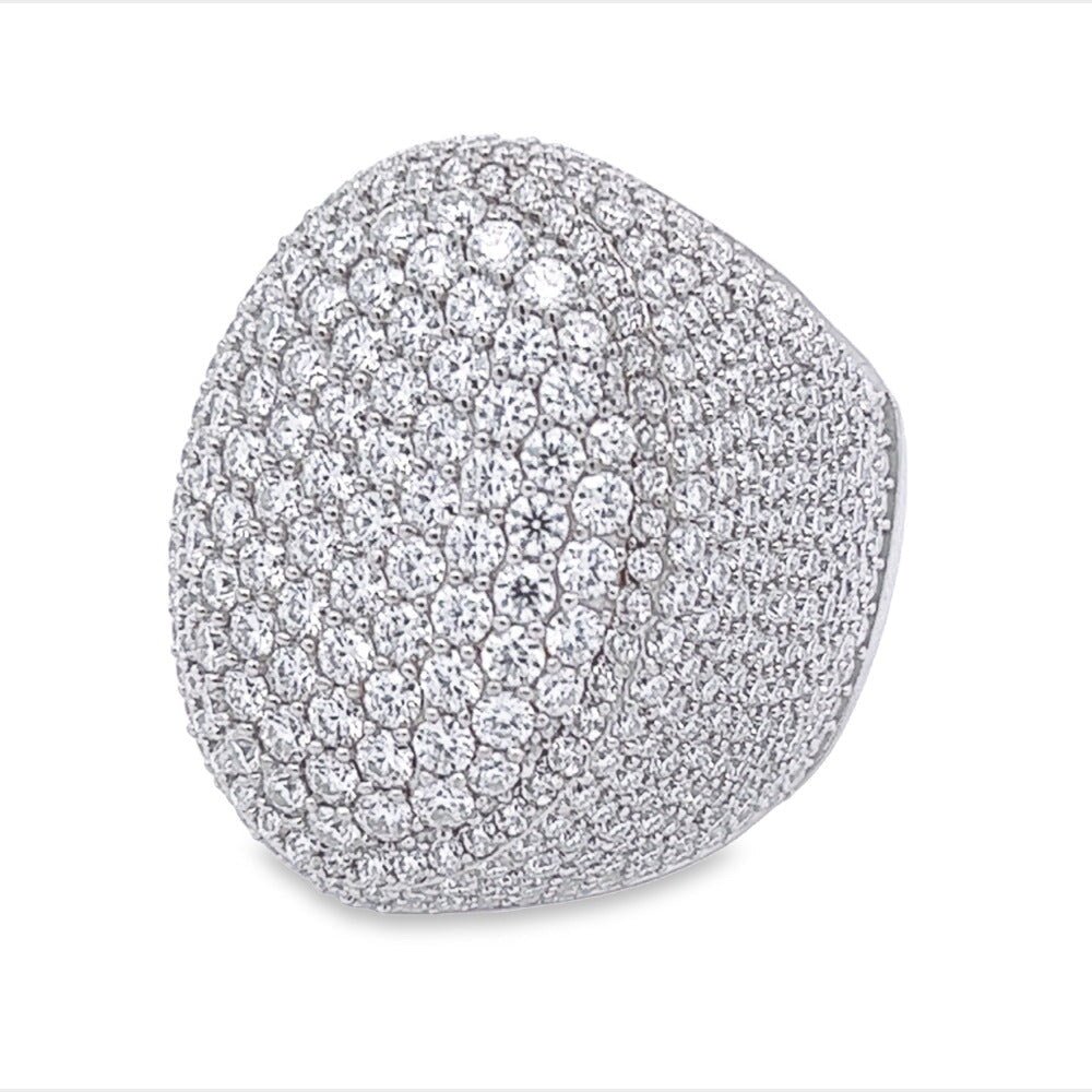 Pave Oval Iced Out VVS Moissanite Ring .925 Sterling Silver White Gold 7 HipHopBling