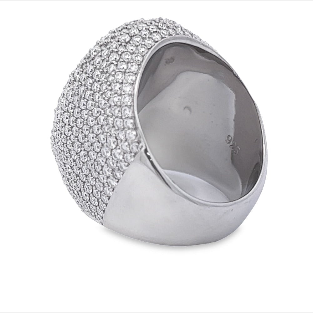 Pave Oval Iced Out VVS Moissanite Ring .925 Sterling Silver White Gold 7 HipHopBling