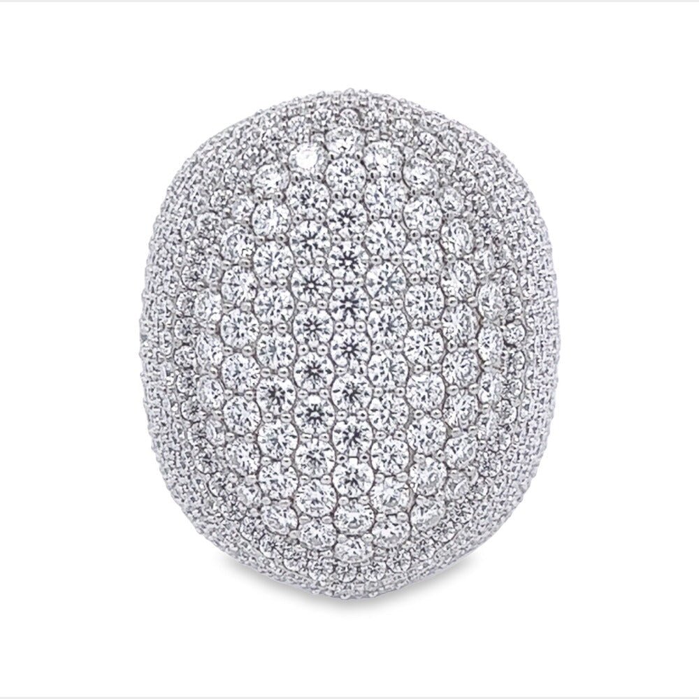 Pave Oval Iced Out VVS Moissanite Ring .925 Sterling Silver White Gold 7 HipHopBling