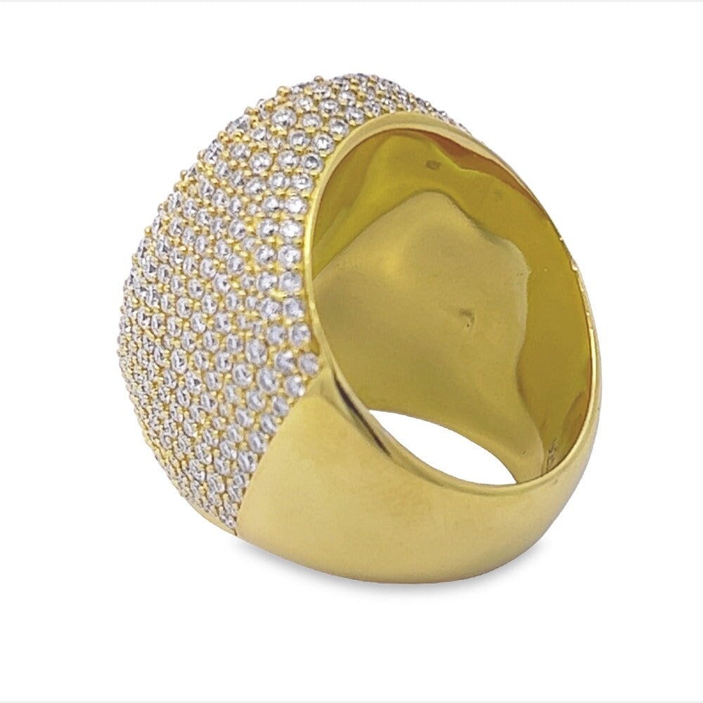 Pave Oval Iced Out VVS Moissanite Ring .925 Sterling Silver Yellow Gold 7 HipHopBling