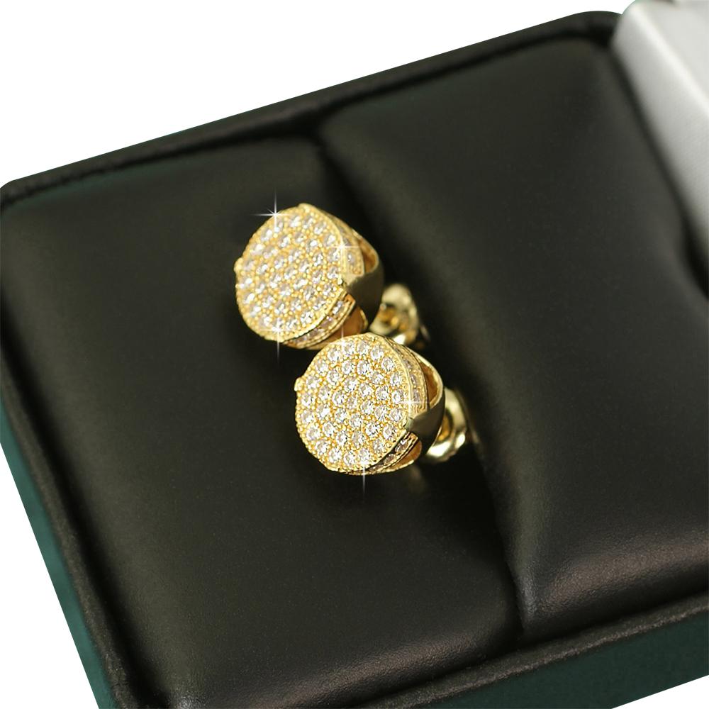 Pave Solitaire VVS Moissanite Earrings .925 Sterling Silver White Gold HipHopBling