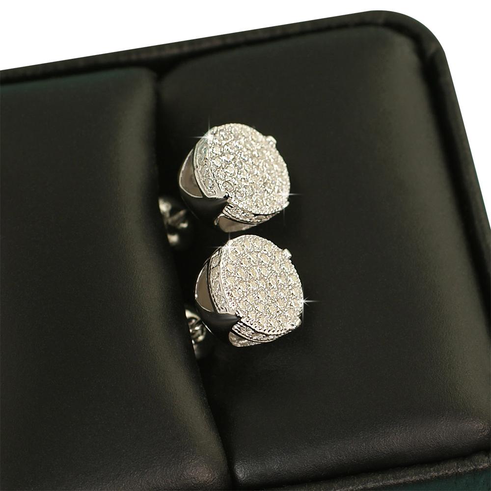 Pave Solitaire VVS Moissanite Earrings .925 Sterling Silver White Gold HipHopBling